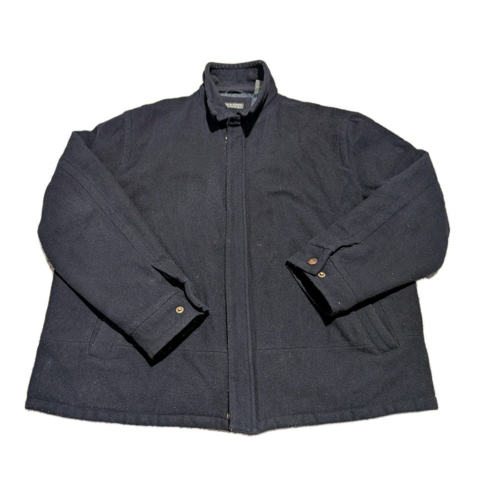 Lyle & Scott Navy Blue Soft Wool Blend Coat Polyester Lining Size XL Flaw Inside